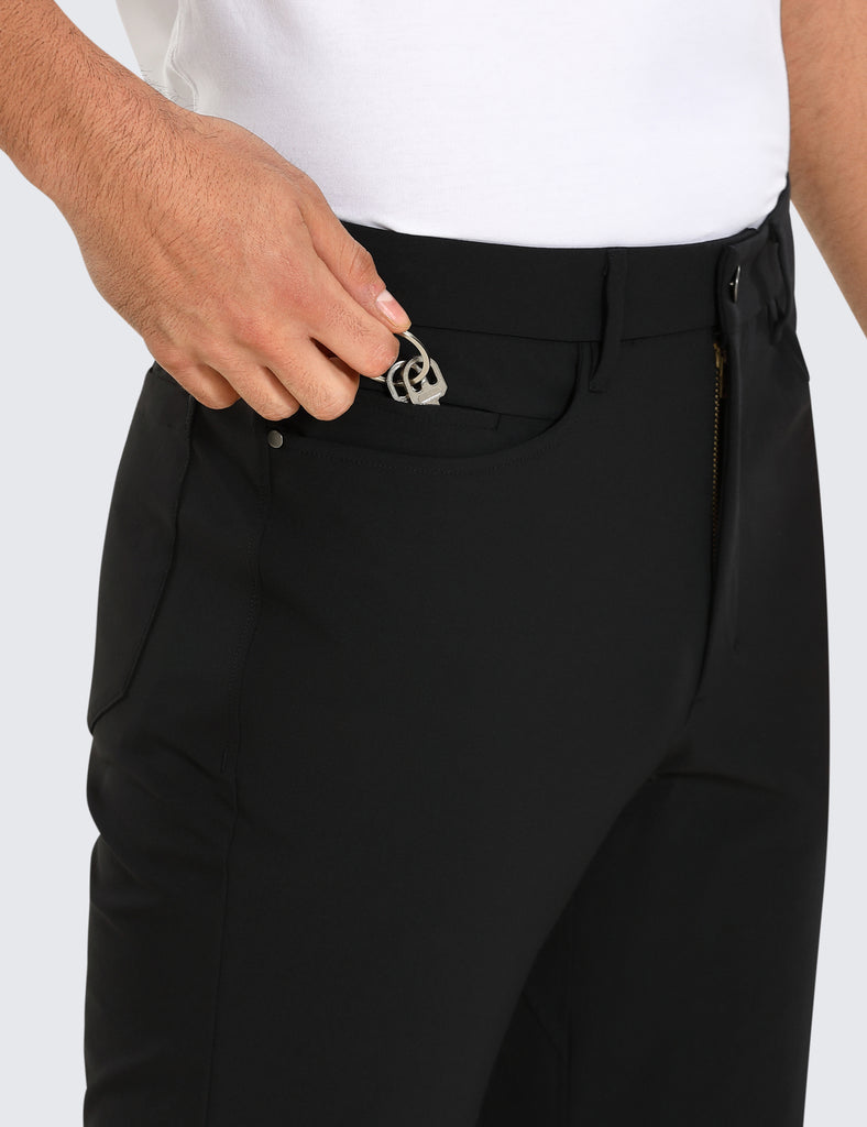 CRZ YOGA Mens Work Slim Fit All-Day Comfort Golf Pants 5 Pockets 34'' Black