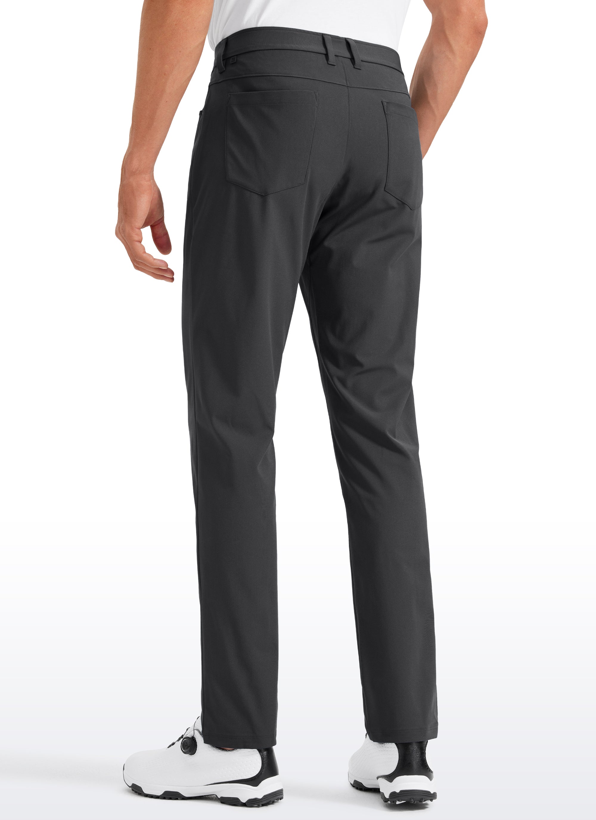 CRZ YOGA Mens Work Slim Fit All-Day Comfort Golf Pants 5 Pockets 34'' Ink Gray