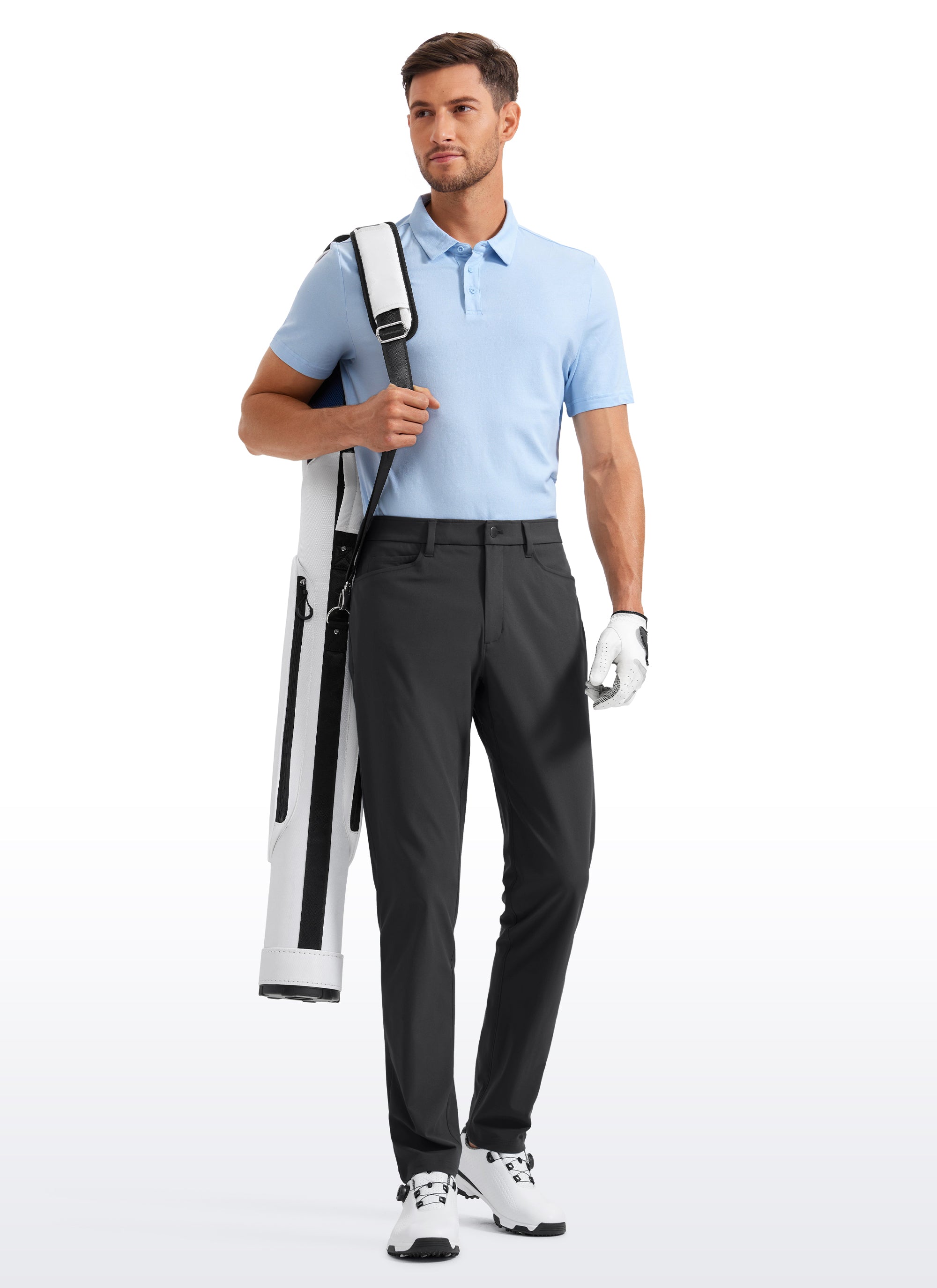 CRZ YOGA Mens Work Slim Fit All-Day Comfort Golf Pants 5 Pockets 34'' Ink Gray