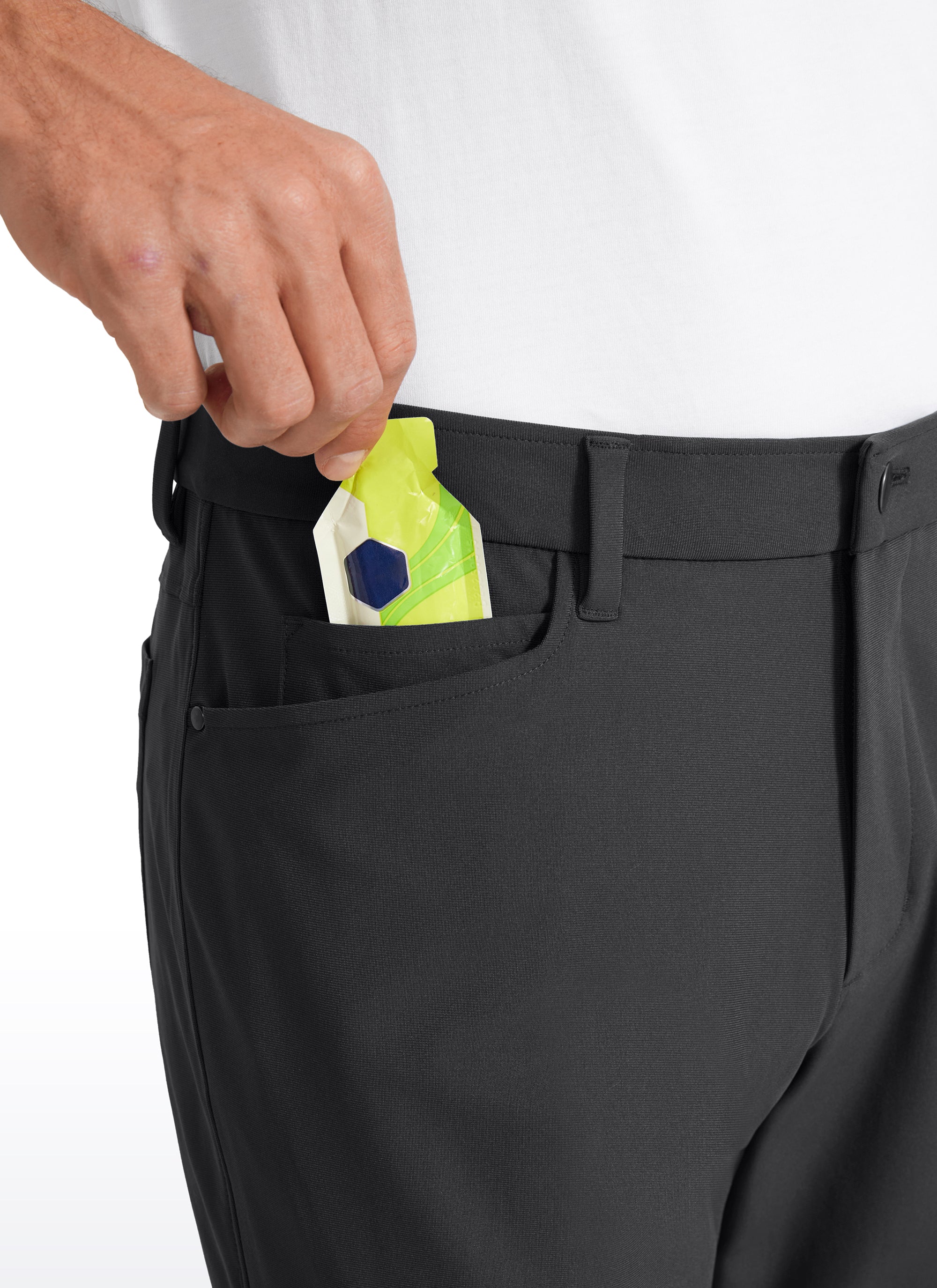 CRZ YOGA Mens Work Slim Fit All-Day Comfort Golf Pants 5 Pockets 34'' Ink Gray
