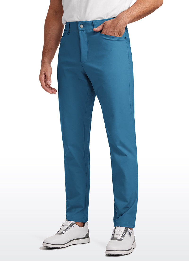CRZ YOGA Mens Work Slim Fit All-Day Comfort Golf Pants 5 Pockets 32'' Iron Blue
