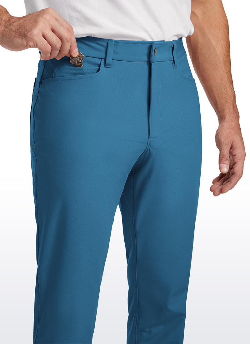 CRZ YOGA Mens Work Slim Fit All-Day Comfort Golf Pants 5 Pockets 32'' Iron Blue