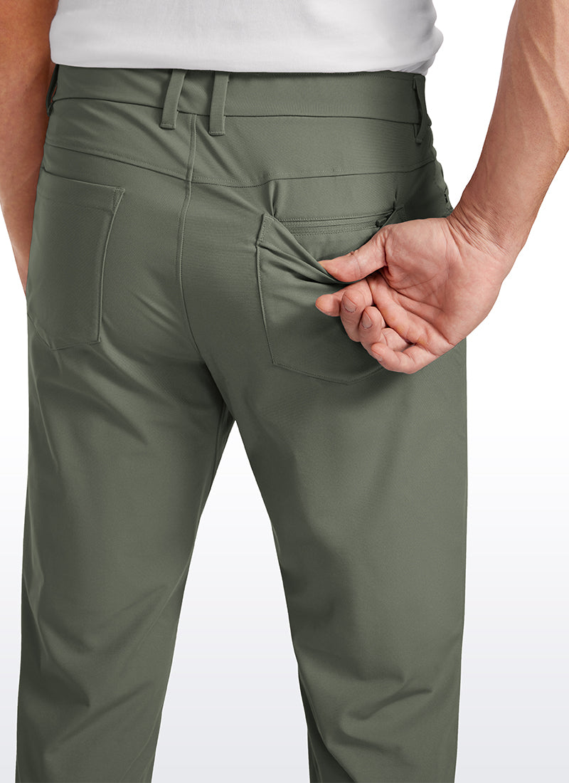 CRZ YOGA Mens Work Slim Fit All-Day Comfort Golf Pants 5 Pockets 30'' Light Army Green