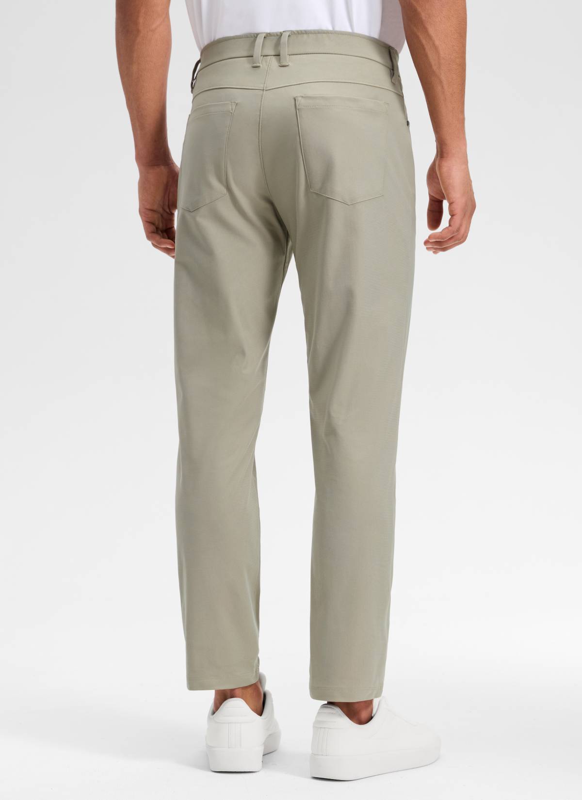CRZ YOGA Mens Work Slim Fit All-Day Comfort Golf Pants 5 Pockets 30'' Khali Barley @model_info:Rafael