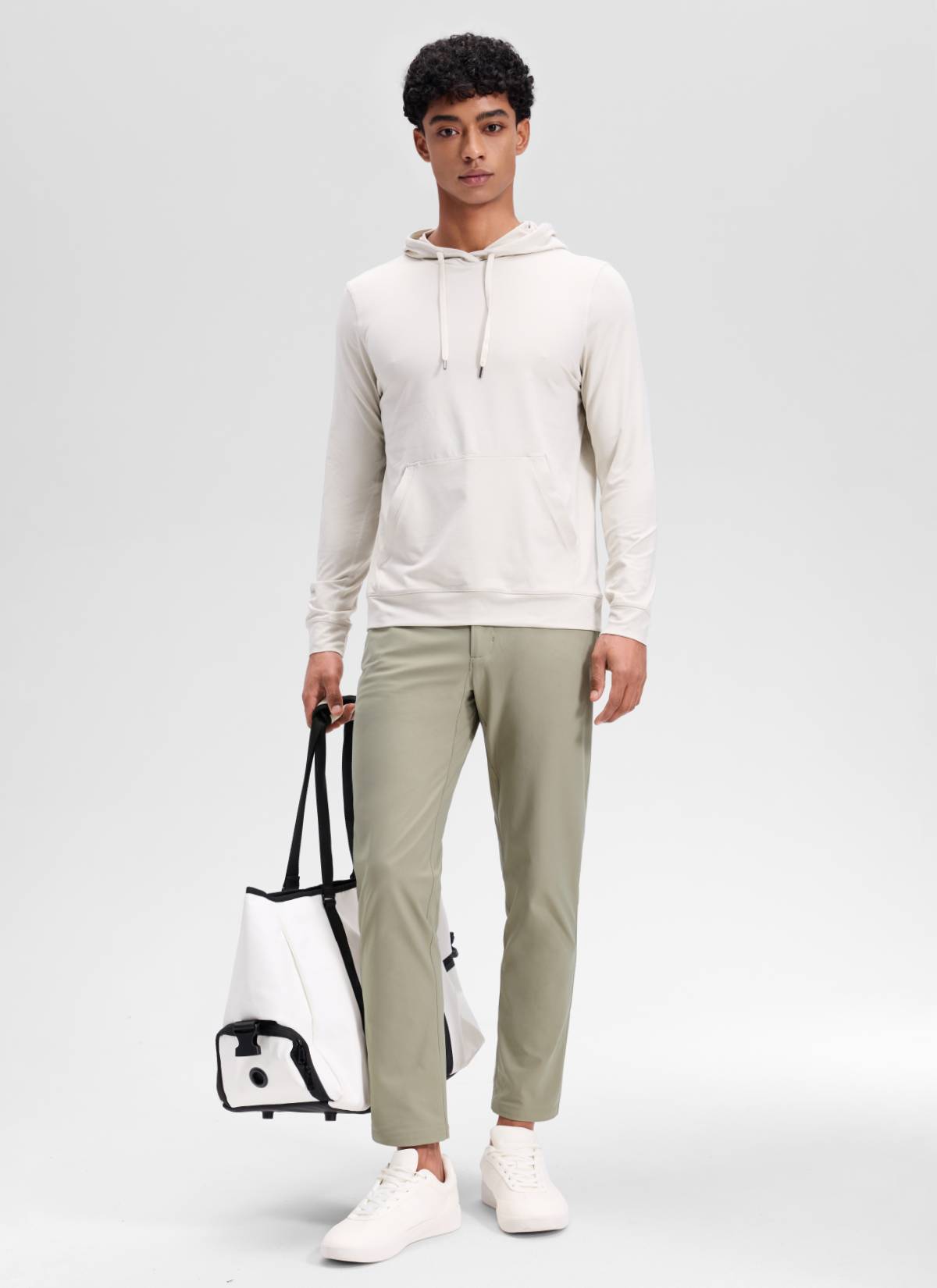 CRZ YOGA Mens Work Slim Fit All-Day Comfort Golf Pants 5 Pockets 30'' Khali Barley @model_info:Rafael