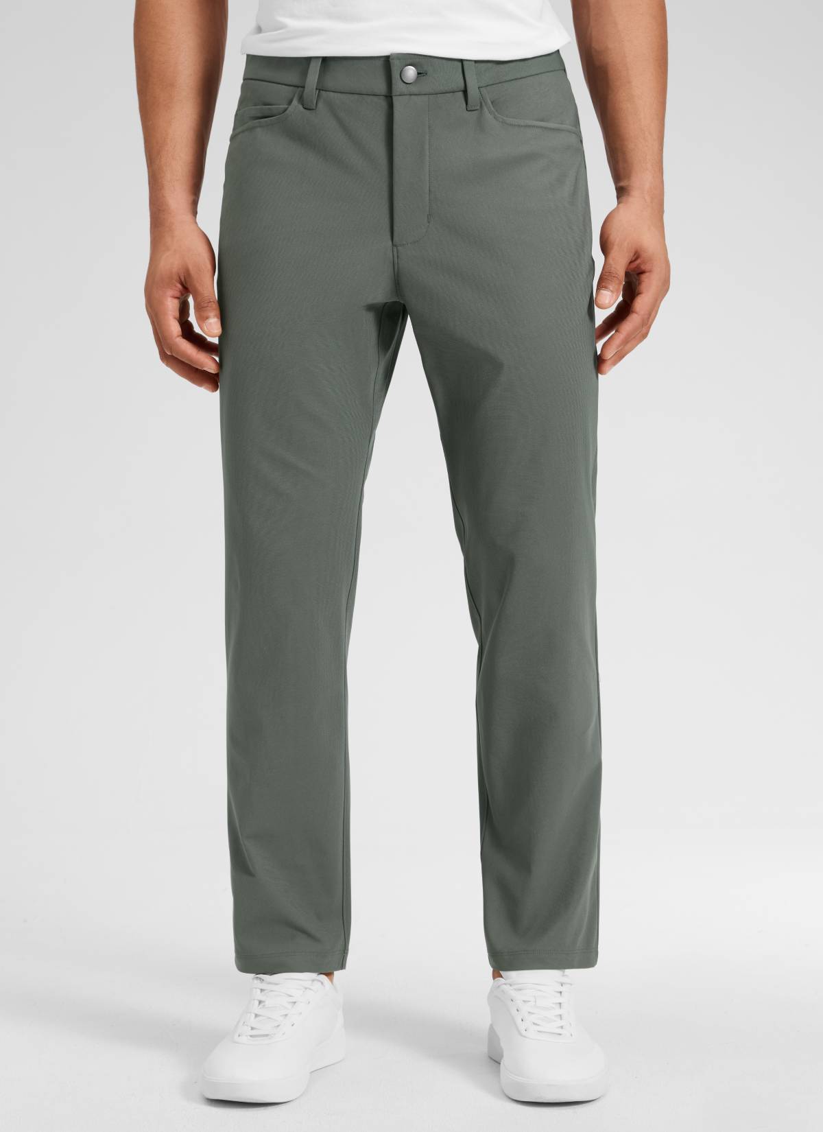 CRZ YOGA Mens Work Slim Fit All-Day Comfort Golf Pants 5 Pockets 30'' Grey Sage