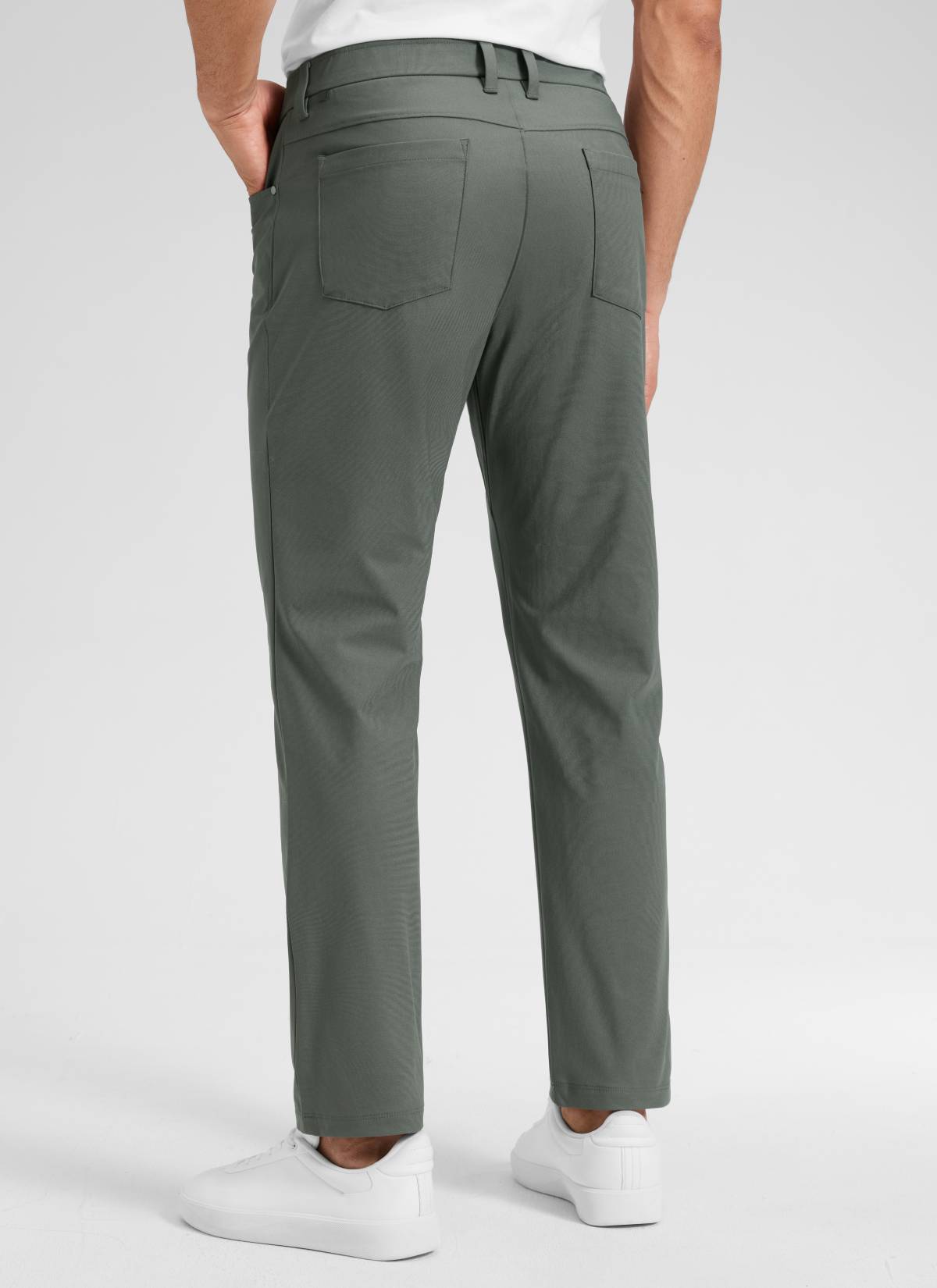 CRZ YOGA Mens Work Slim Fit All-Day Comfort Golf Pants 5 Pockets 30'' Grey Sage