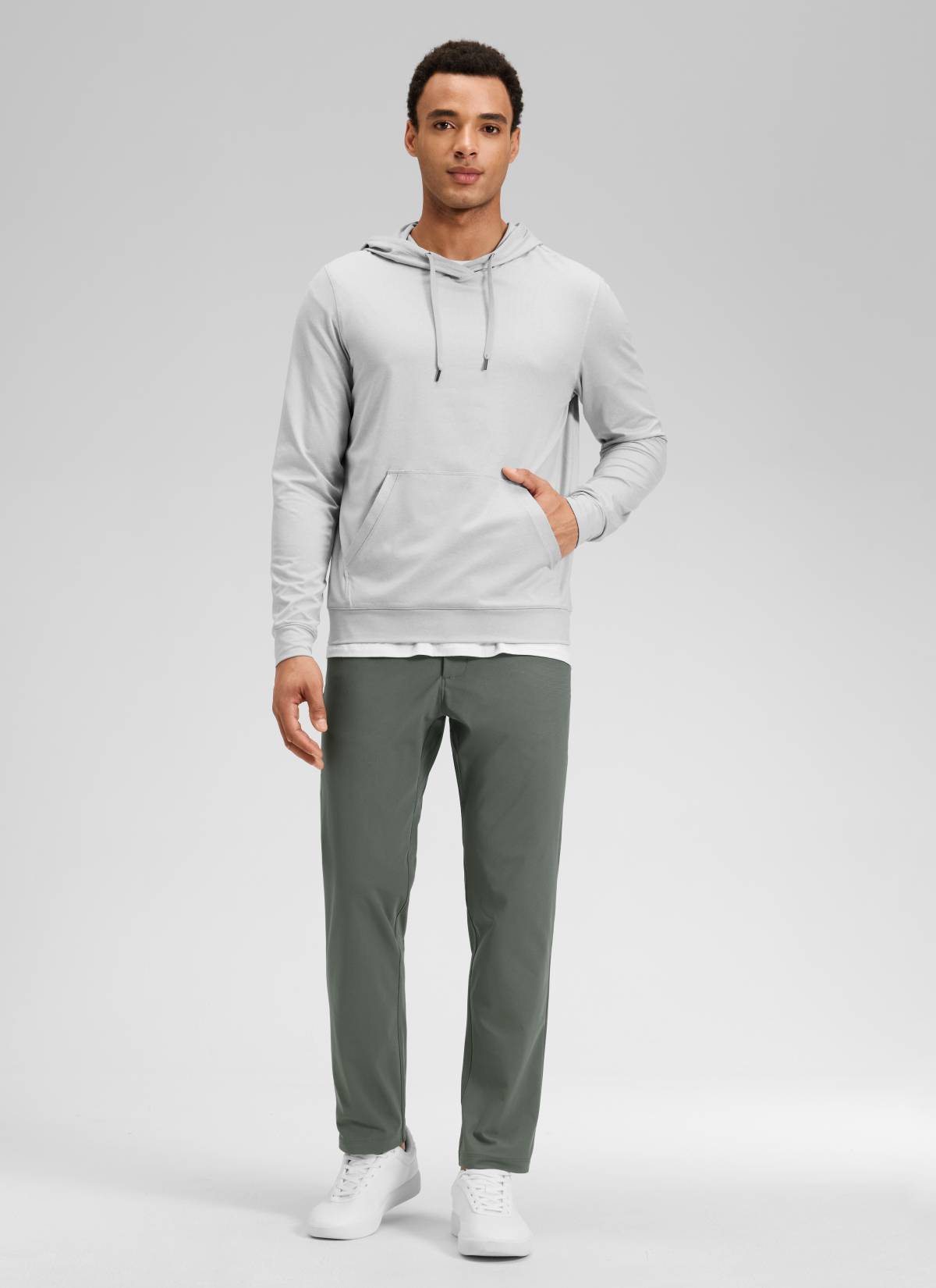 CRZ YOGA Mens Work Slim Fit All-Day Comfort Golf Pants 5 Pockets 30'' Grey Sage