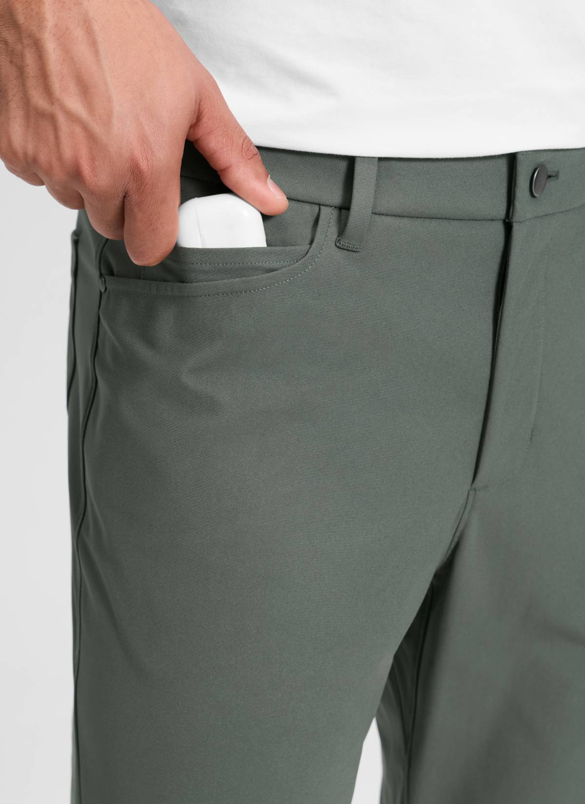 CRZ YOGA Mens Work Slim Fit All-Day Comfort Golf Pants 5 Pockets 30'' Grey Sage