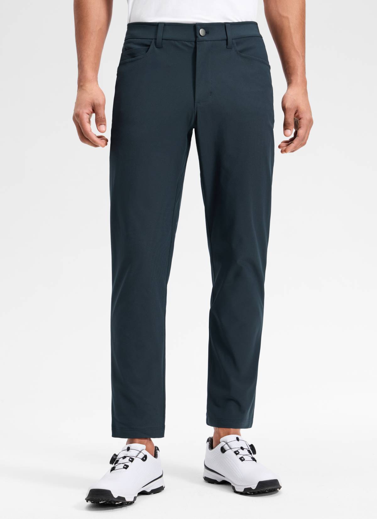 CRZ YOGA Mens Work Slim Fit All-Day Comfort Golf Pants 5 Pockets 30'' True Navy @model_info:Rafael