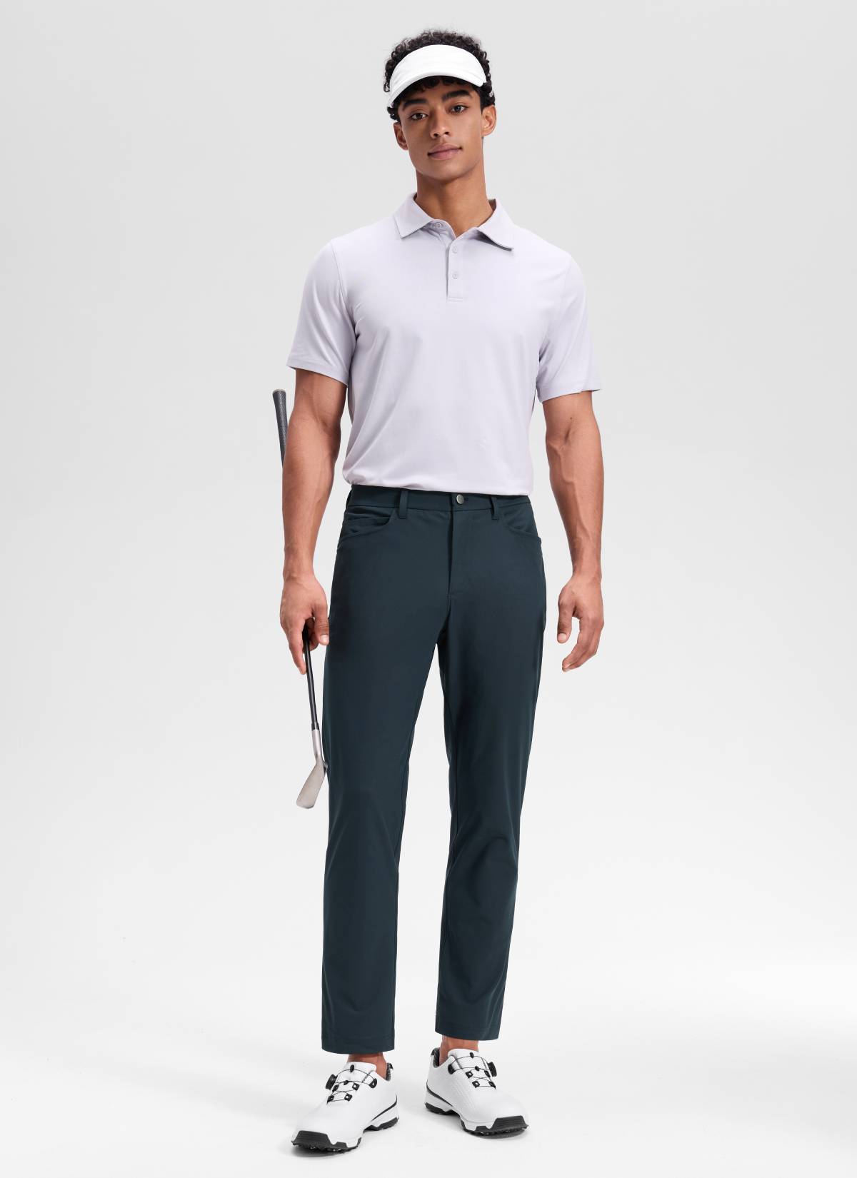 CRZ YOGA Mens Work Slim Fit All-Day Comfort Golf Pants 5 Pockets 30'' True Navy @model_info:Rafael