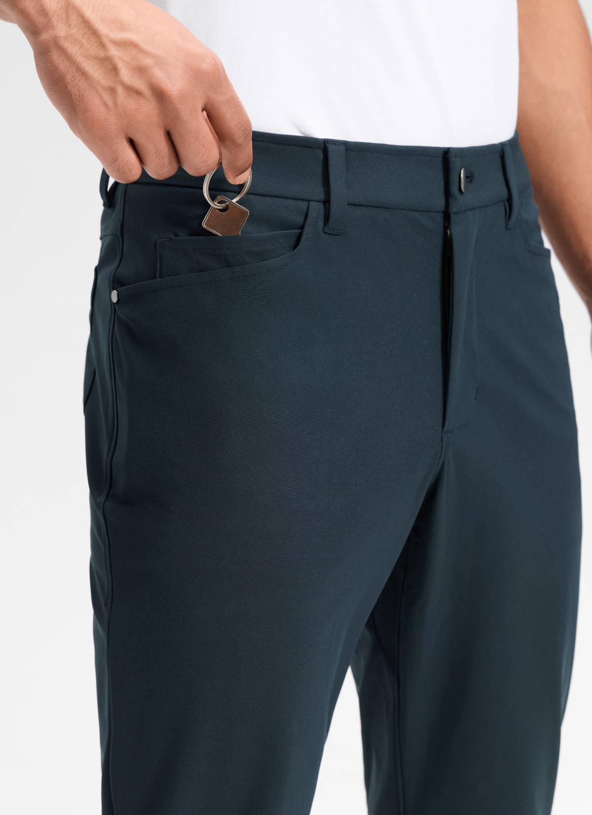 CRZ YOGA Mens Work Slim Fit All-Day Comfort Golf Pants 5 Pockets 30'' True Navy @model_info:Rafael
