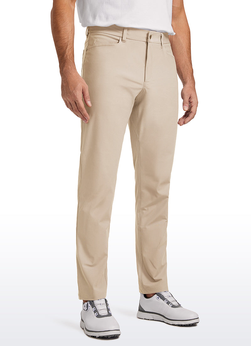 CRZ YOGA Mens Work Slim Fit All-Day Comfort Golf Pants 5 Pockets 30'' Raw Linen @model_info:Ilya
