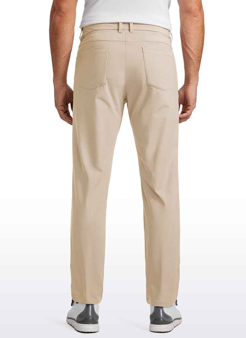 CRZ YOGA Mens Work Slim Fit All-Day Comfort Golf Pants 5 Pockets 30'' Raw Linen @model_info:Ilya