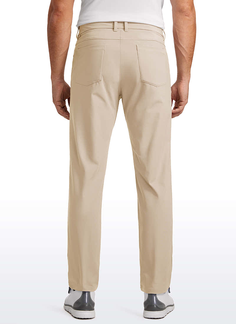 CRZ YOGA Mens Work Slim Fit All-Day Comfort Golf Pants 5 Pockets 30'' Raw Linen @model_info:Ilya