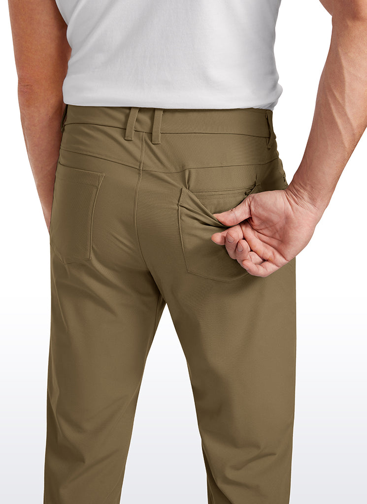 CRZ YOGA Mens Work Slim Fit All-Day Comfort Golf Pants 5 Pockets 32'' Artifact Brown