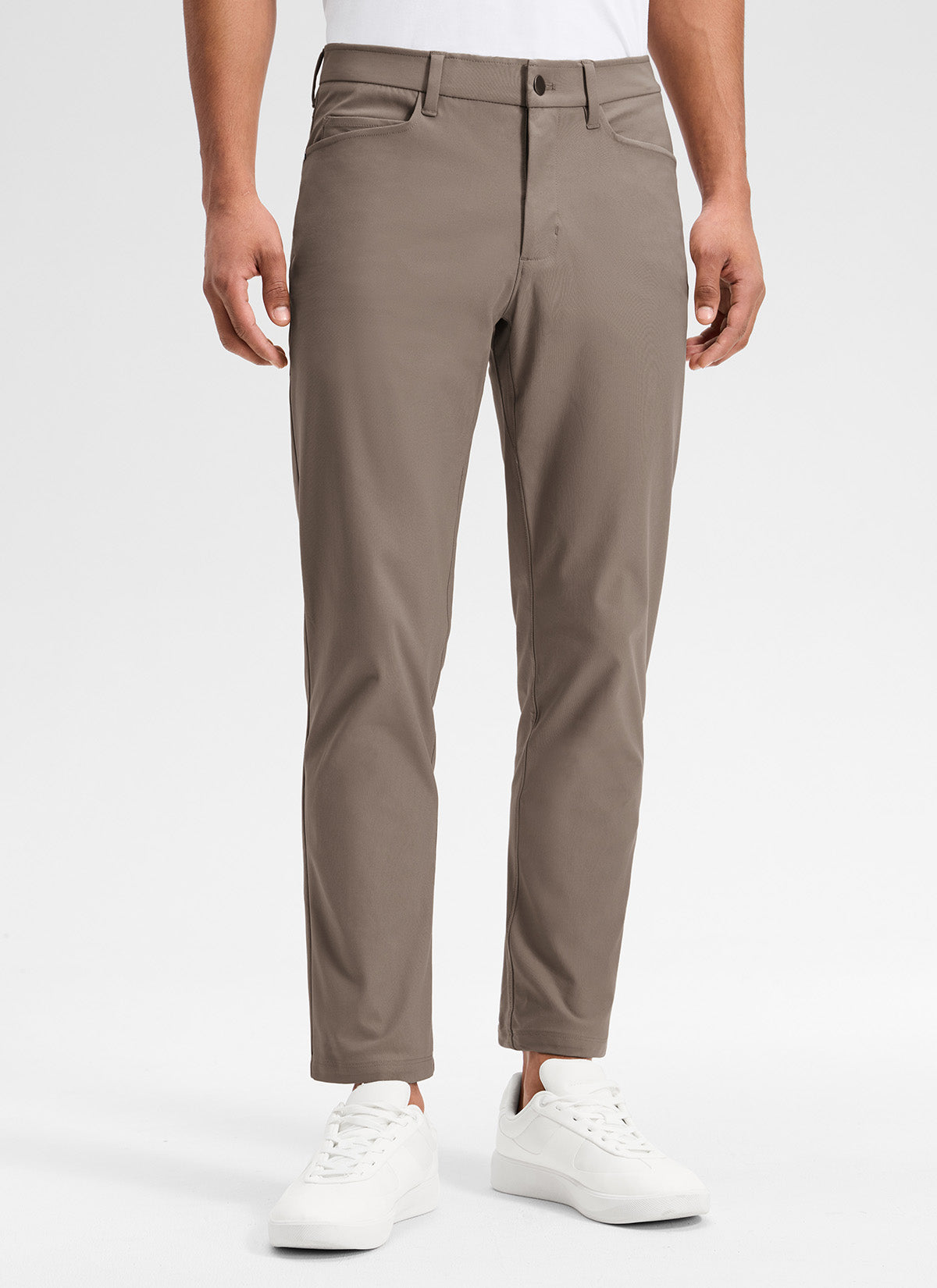 CRZ YOGA Mens Work Slim Fit All-Day Comfort Golf Pants 5 Pockets 32'' Nomad Grey