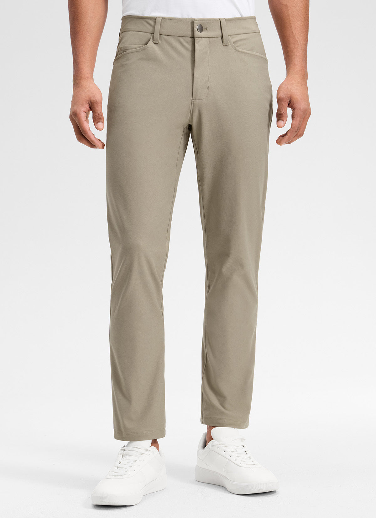 CRZ YOGA Mens Work Slim Fit All-Day Comfort Golf Pants 5 Pockets 32'' Oak