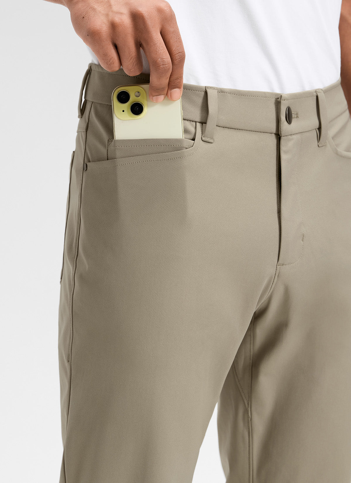 CRZ YOGA Mens Work Slim Fit All-Day Comfort Golf Pants 5 Pockets 32'' Oak