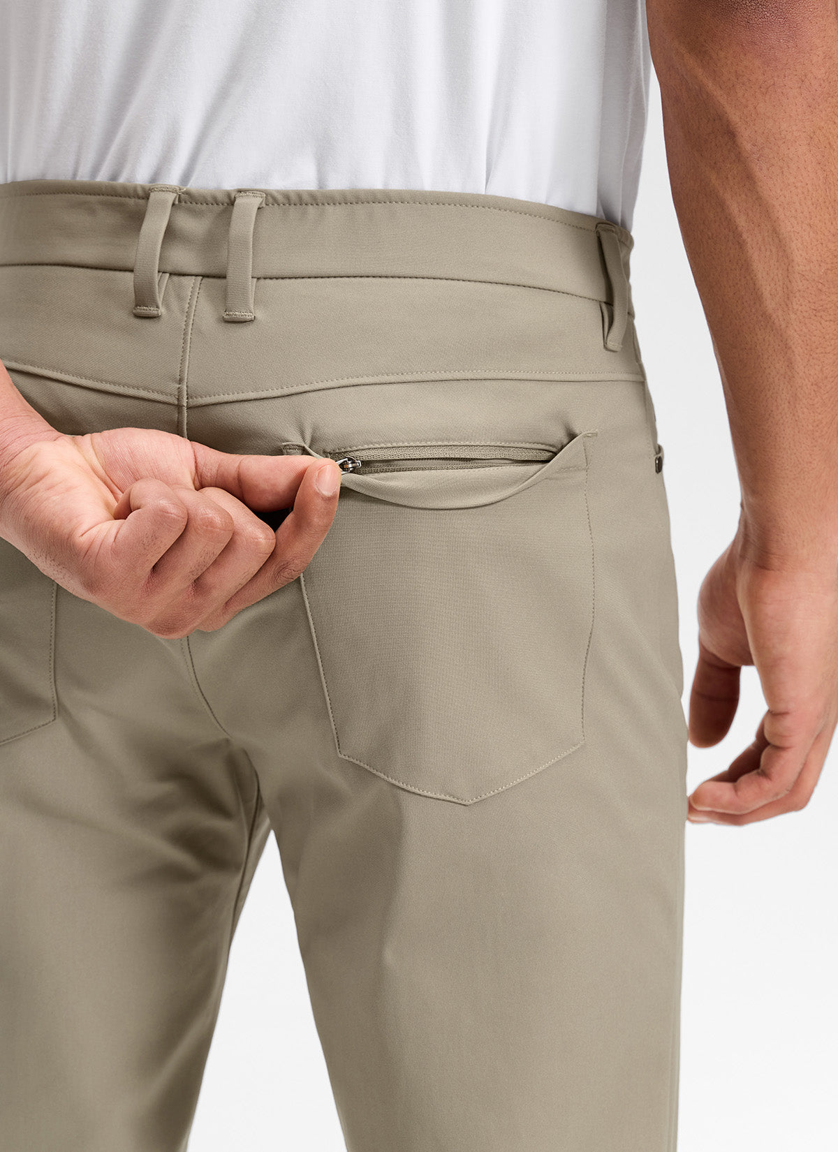 CRZ YOGA Mens Work Slim Fit All-Day Comfort Golf Pants 5 Pockets 32'' Oak