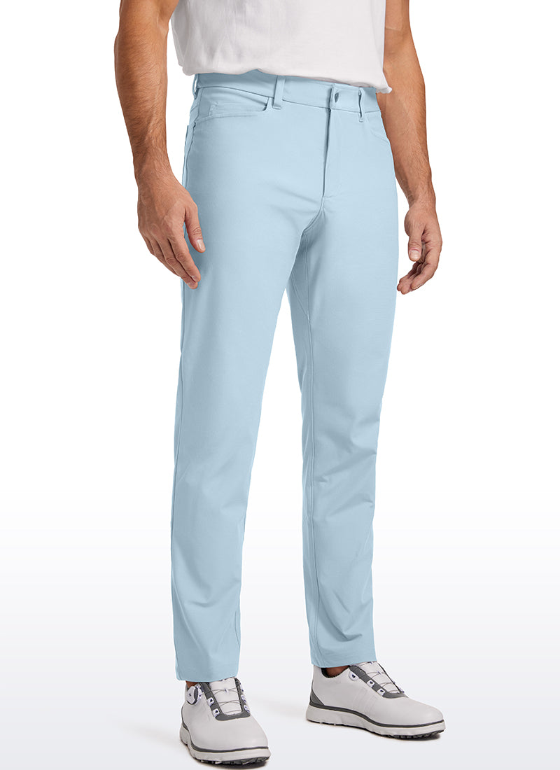 CRZ YOGA Mens Work Slim Fit All-Day Comfort Golf Pants 5 Pockets 32'' Chambray Blue @model_info:IL