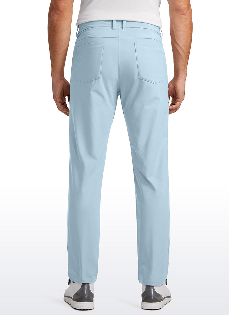CRZ YOGA Mens Work Slim Fit All-Day Comfort Golf Pants 5 Pockets 32'' Chambray Blue @model_info:IL