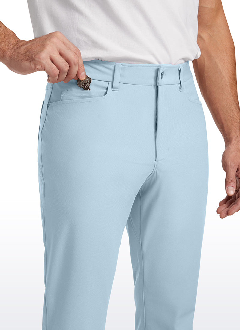 CRZ YOGA Mens Work Slim Fit All-Day Comfort Golf Pants 5 Pockets 32'' Chambray Blue