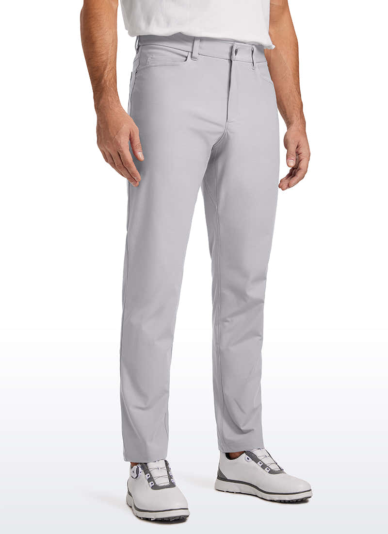 CRZ YOGA Mens Work Slim Fit All-Day Comfort Golf Pants 5 Pockets 32'' Platinum Grey @model_info:IL