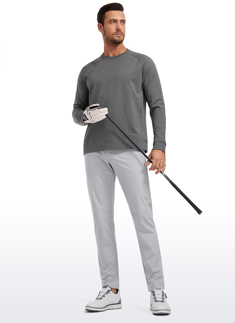 CRZ YOGA Mens Work Slim Fit All-Day Comfort Golf Pants 5 Pockets 32'' Platinum Grey