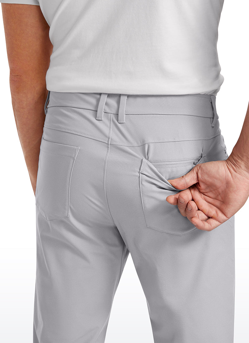 CRZ YOGA Mens Work Slim Fit All-Day Comfort Golf Pants 5 Pockets 34'' Platinum Grey @model_info:IL