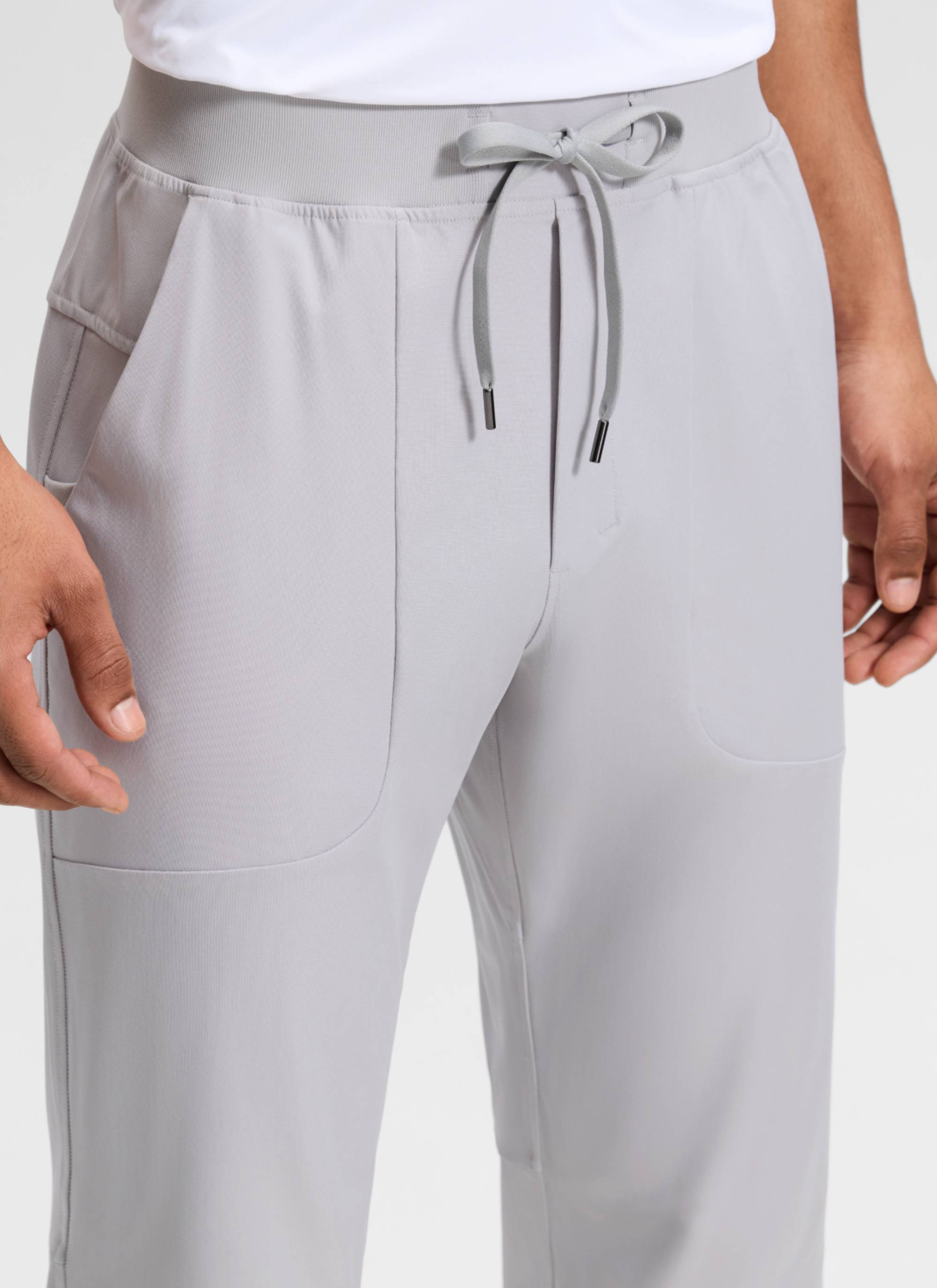 CRZ YOGA Mens Work Slim Fit All-Day Comfort Golf Joggers 30'' Platinum Grey