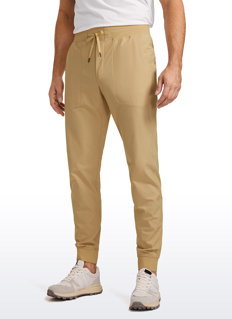 CRZ YOGA Mens Work Slim Fit All-Day Comfort Golf Joggers 30'' Khaki Sand