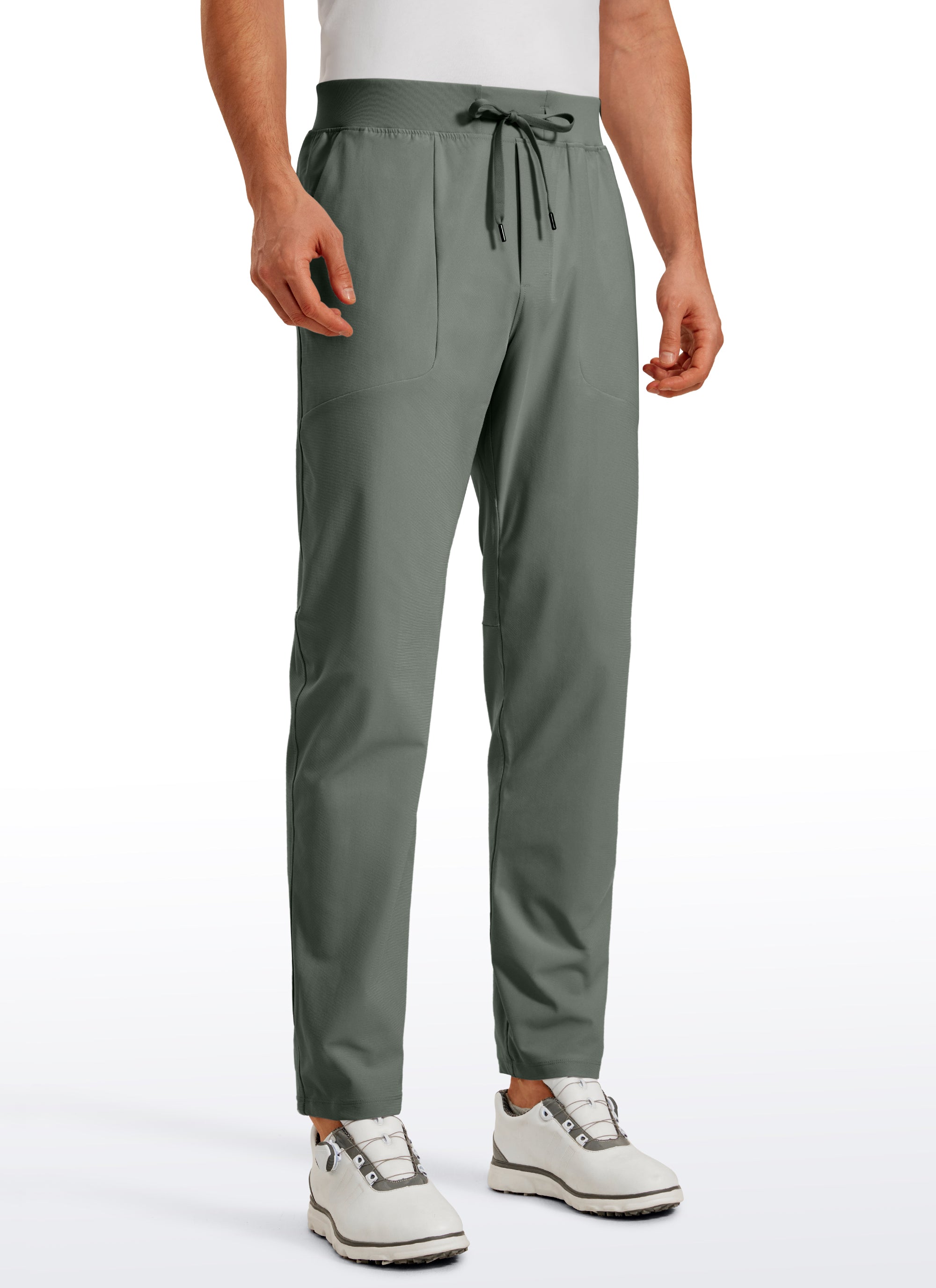 CRZ YOGA Men All Day Comfy Quick Dry with Pockets Golf Pants 31'' Grey Sage @model_info:G