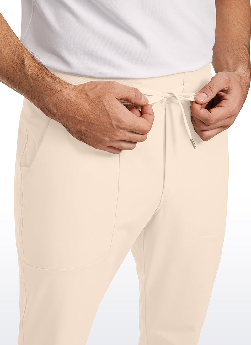CRZ YOGA Mens Work Slim Fit All-Day Comfort Golf Joggers 30'' Raw Linen
