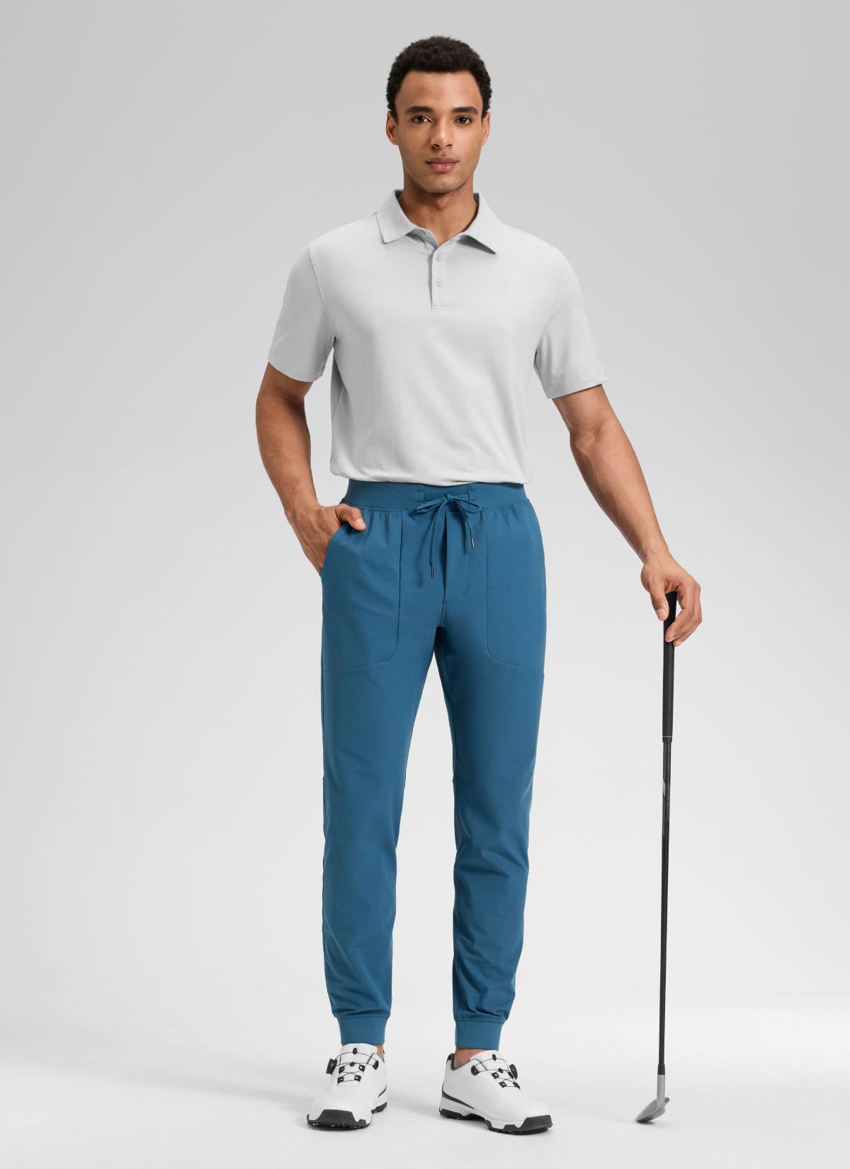 CRZ YOGA Mens Work Slim Fit All-Day Comfort Golf Joggers 30'' Iron Blue
