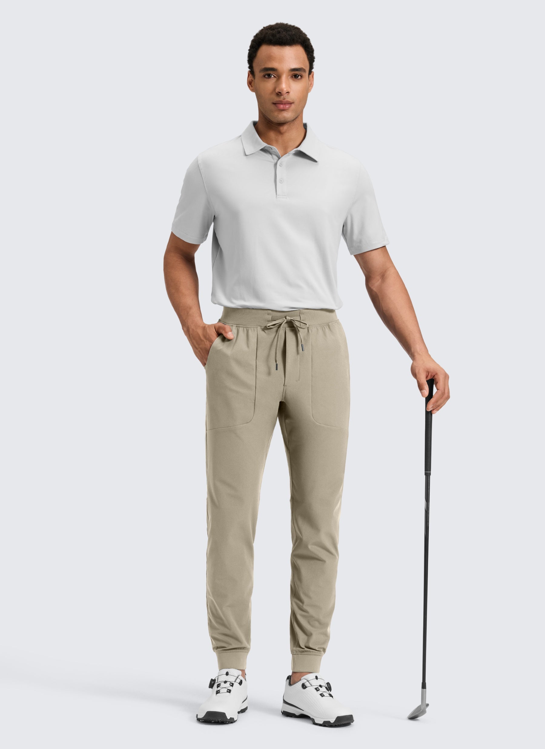 CRZ YOGA Mens Work Slim Fit All-Day Comfort Golf Joggers 30'' Oak