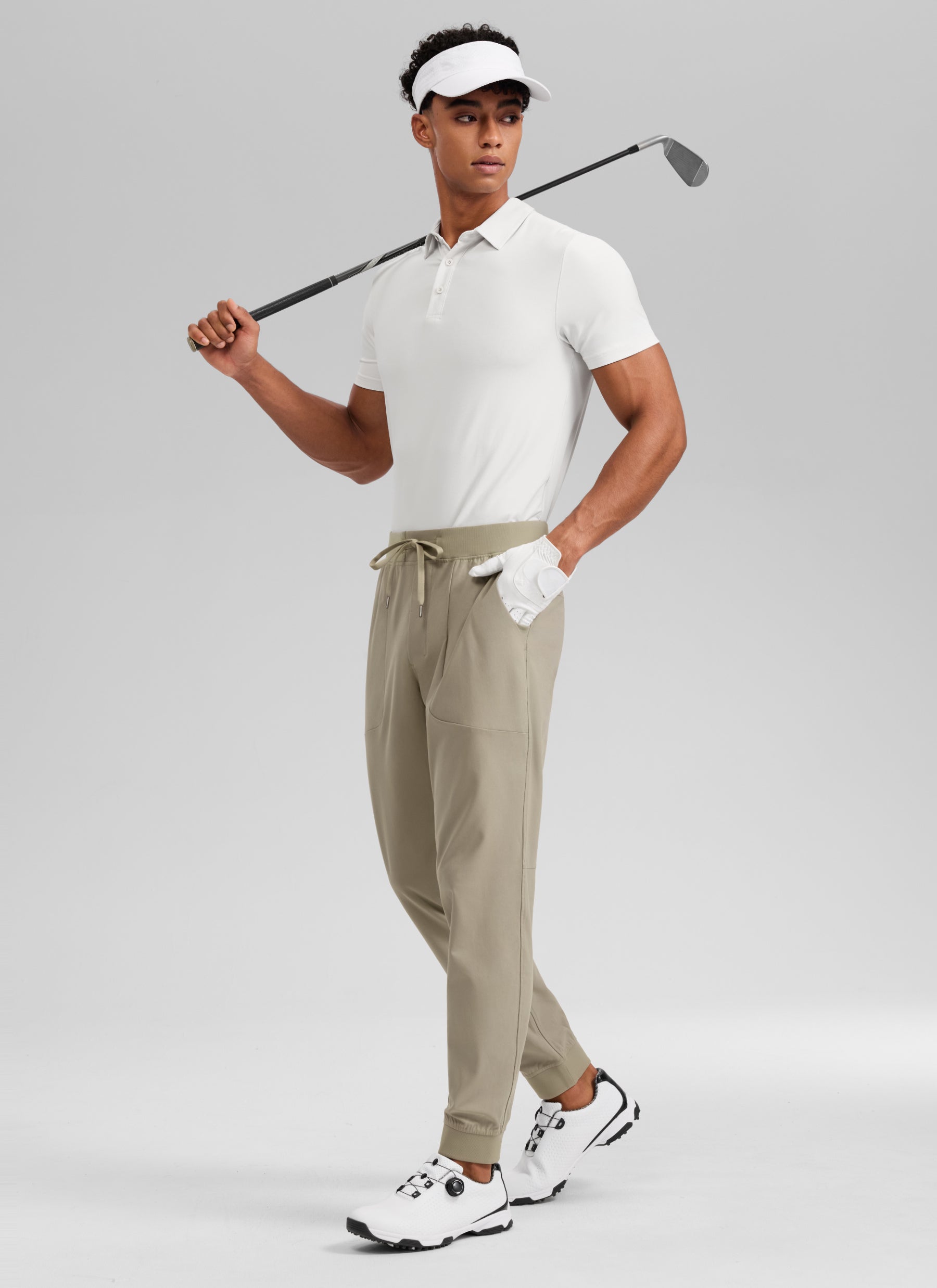 CRZ YOGA Mens Work Slim Fit All-Day Comfort Golf Joggers 30'' Oak @model_info:R
