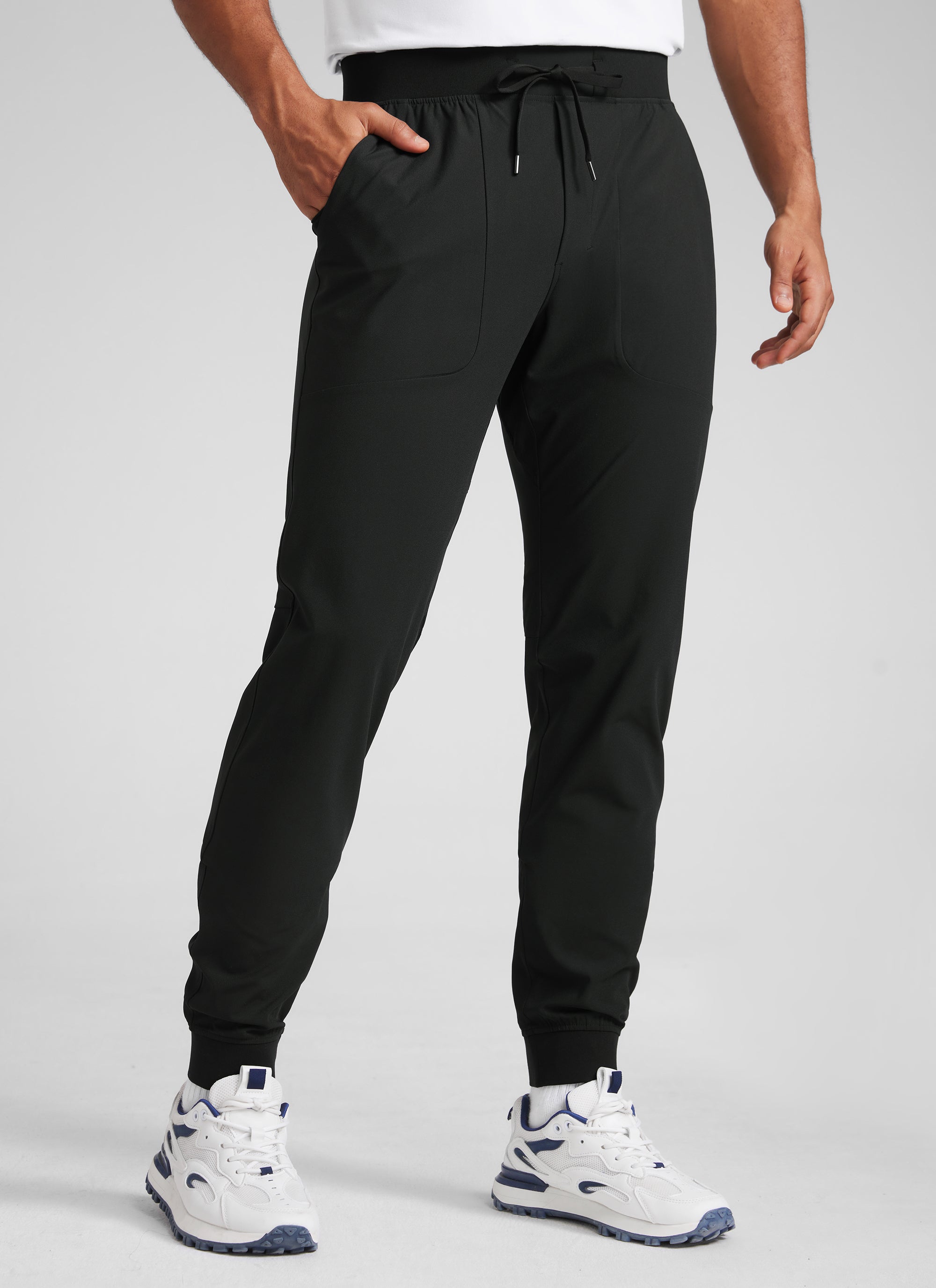 CRZ YOGA Men All Day Comfy Slim-Fit Golf Joggers 32'' with Pockets Black @model_info:H
