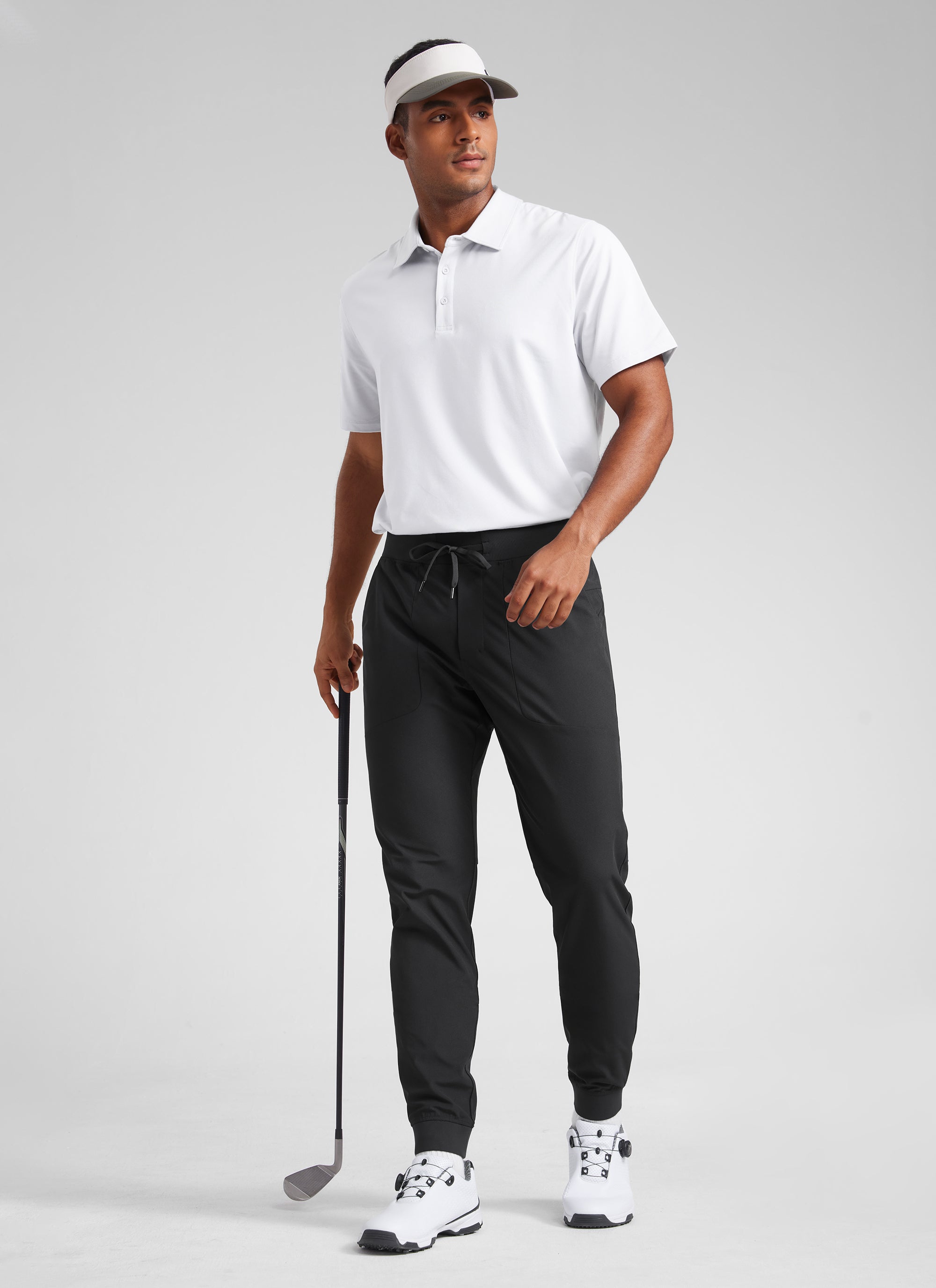 CRZ YOGA Men All Day Comfy Slim-Fit Golf Joggers 32'' with Pockets Ink Gray @model_info:H