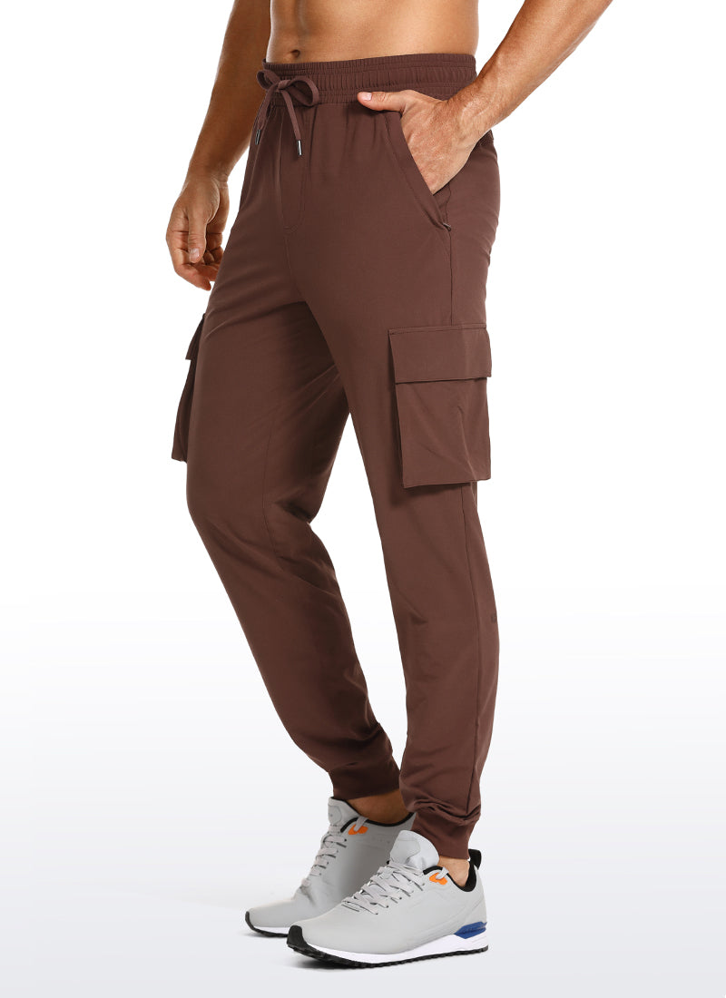 CRZ YOGA Men's Hiking Relaxed Fit Lightweight Cargo Joggers 30'' Dark Brown