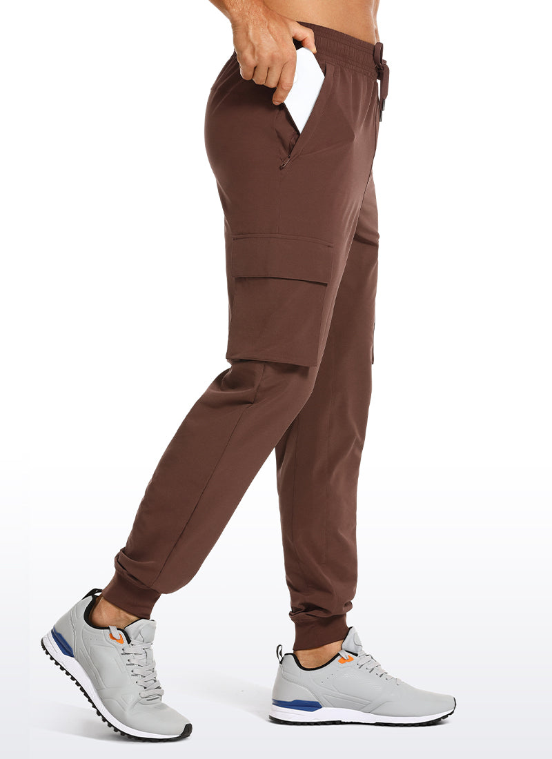 CRZ YOGA Men's Hiking Relaxed Fit Lightweight Cargo Joggers 30'' Dark Brown