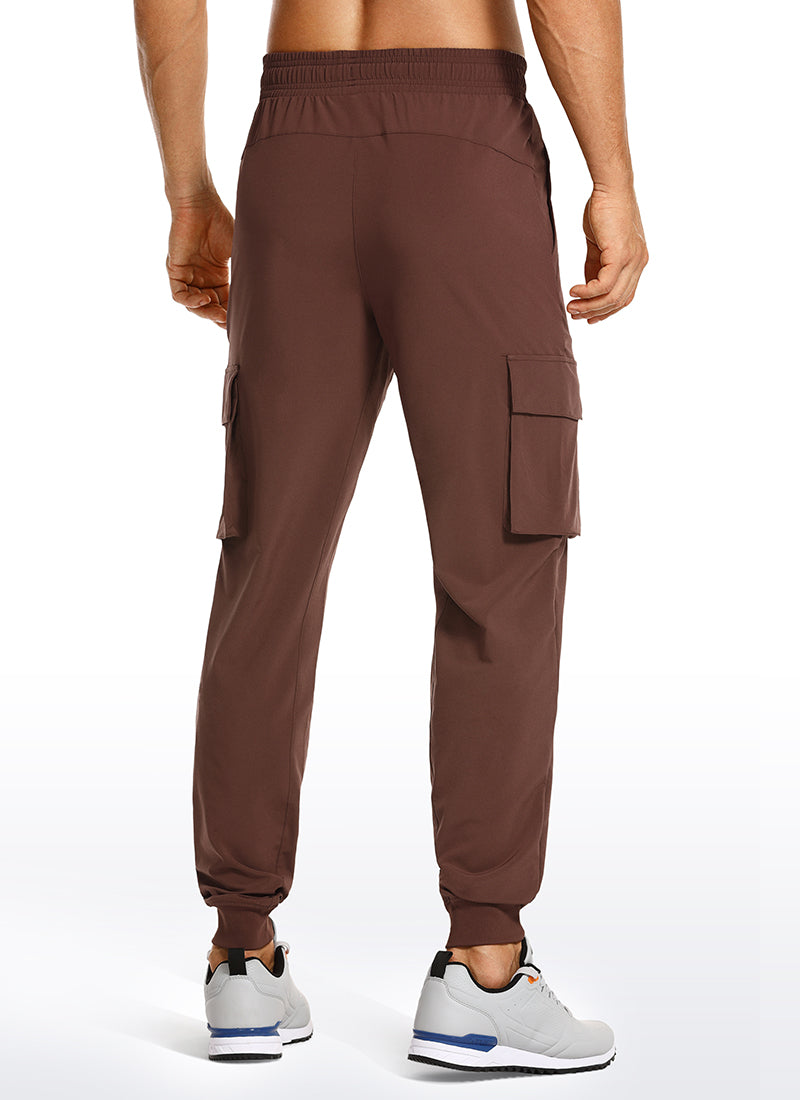 CRZ YOGA Men's Hiking Relaxed Fit Lightweight Cargo Joggers 30'' Dark Brown