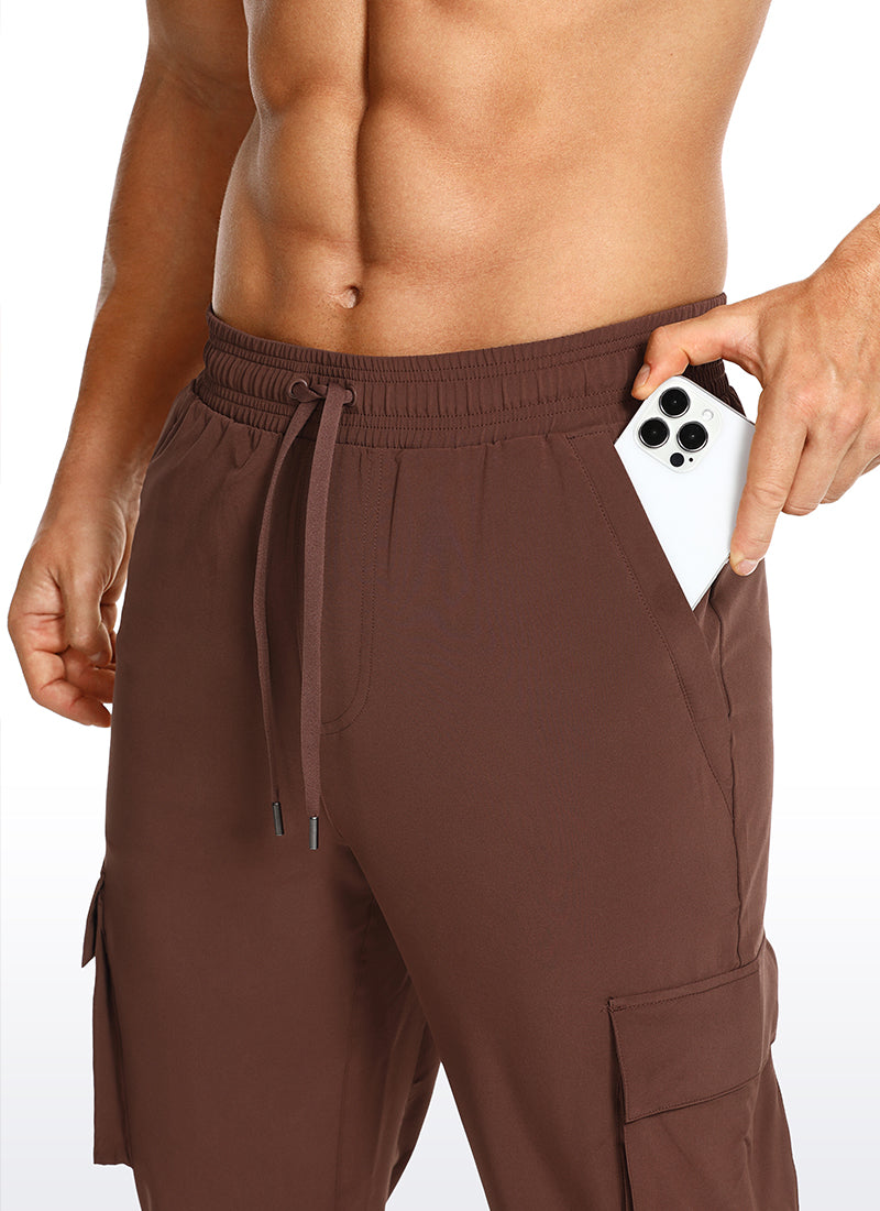 CRZ YOGA Men's Hiking Relaxed Fit Lightweight Cargo Joggers 30'' Dark Brown