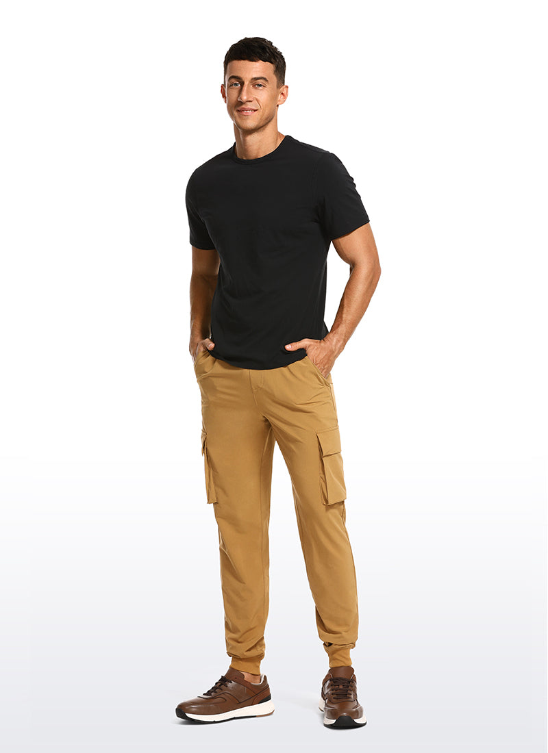 CRZ YOGA Men's Hiking Relaxed Fit Lightweight Cargo Joggers 30'' Khaki