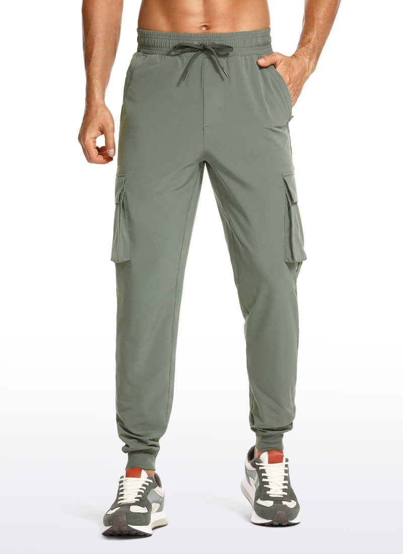 CRZ YOGA Men's Hiking Relaxed Fit Lightweight Cargo Joggers 30'' Grey Sage