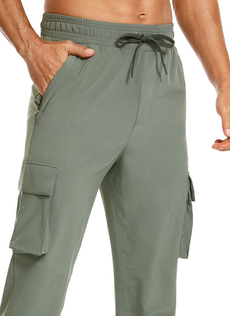 CRZ YOGA Men's Hiking Relaxed Fit Lightweight Cargo Joggers 30'' Grey Sage