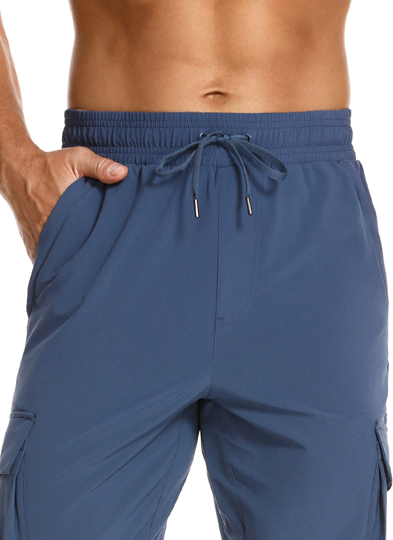 CRZ YOGA Men's Hiking Relaxed Fit Lightweight Cargo Joggers 30'' Electric Blue