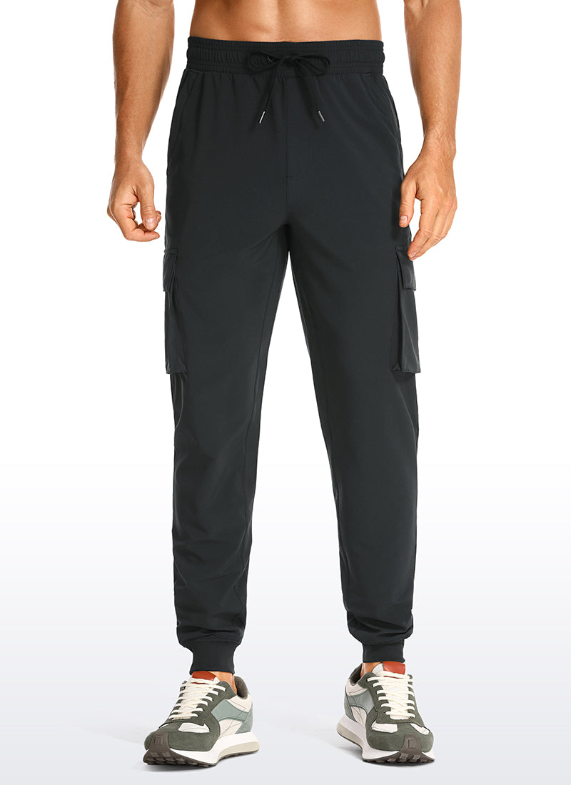 CRZ YOGA Men's Hiking Relaxed Fit Lightweight Cargo Joggers 30'' Iron Black