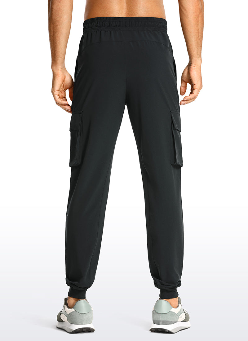 CRZ YOGA Men's Hiking Relaxed Fit Lightweight Cargo Joggers 30'' Iron Black