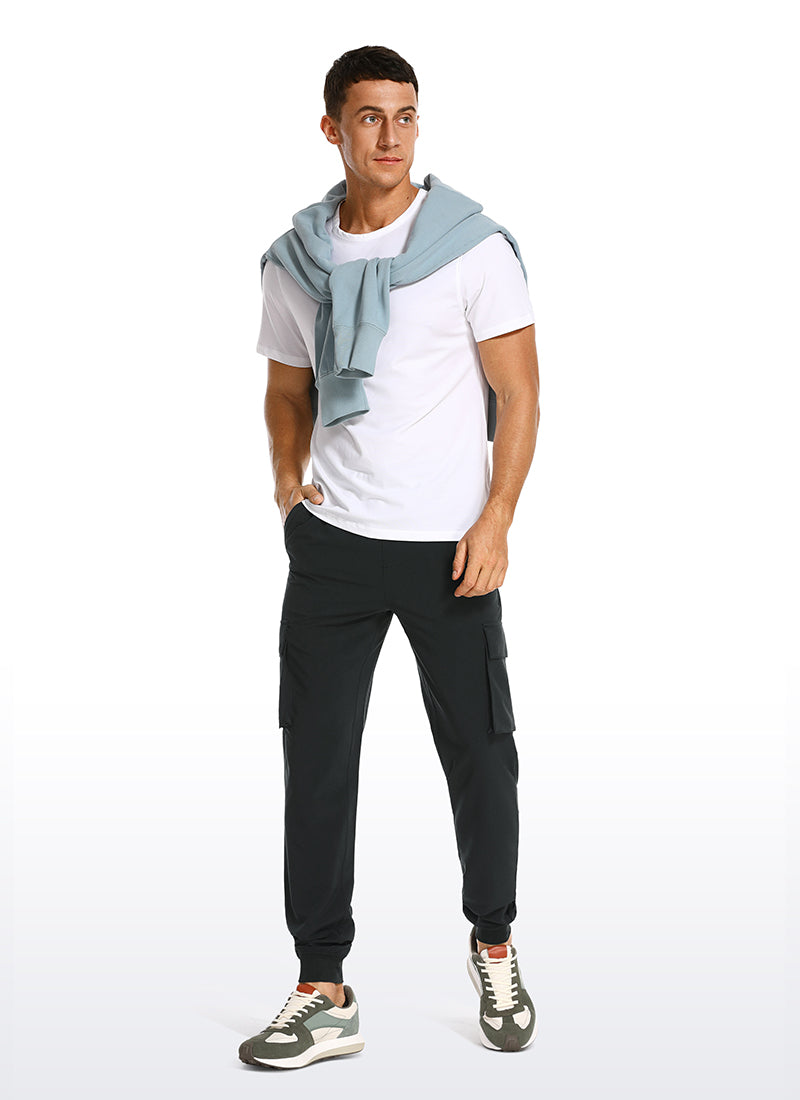 CRZ YOGA Men's Hiking Relaxed Fit Lightweight Cargo Joggers 30'' Iron Black